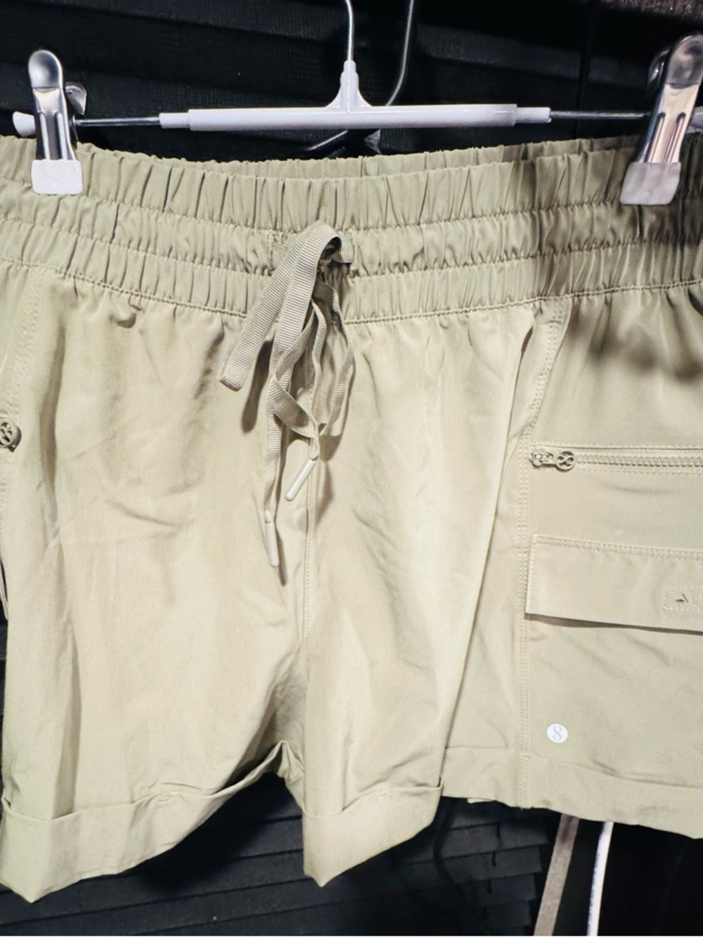 Layer 8 Women's Drawstring Cargo Hybrid Shorts in Tan